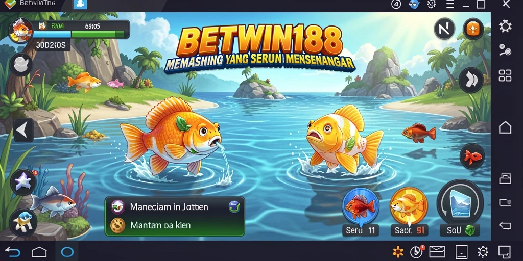 Tampilan gameplay BETWIN188 saat menangkap berbagai jenis ikan.