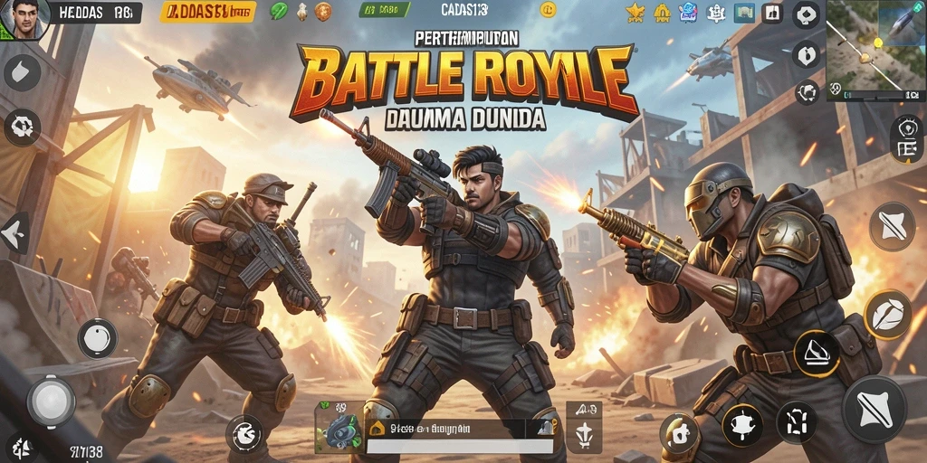 Screenshot gameplay CADAS138 yang menunjukkan aksi seru dalam pertempuran Battle Royale.