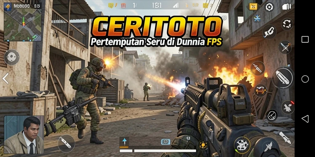 Screenshot menunjukkan aksi seru dalam gameplay FPS CERITOTO.