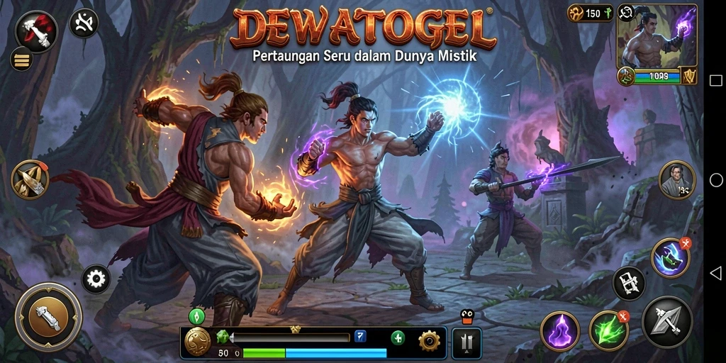 Screenshot DEWATOGEL menampilkan aksi pertarungan yang intens dan karakter yang dinamis.