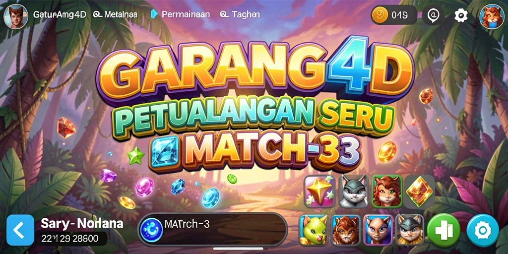 Screenshot GARANG4D menampilkan gameplay Match-3 yang menarik dan berwarna.