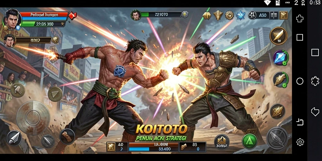 Tampilan gameplay KOITOTO dengan aksi pertarungan yang intens.