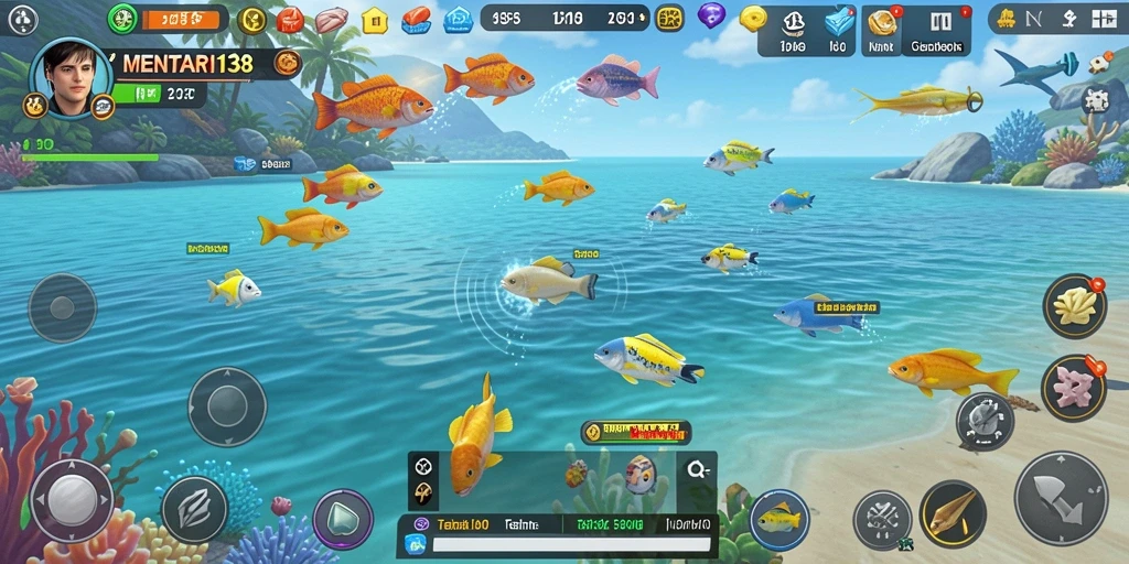 Screenshot gameplay MENTARI138 menampilkan aksi seru tembak ikan.