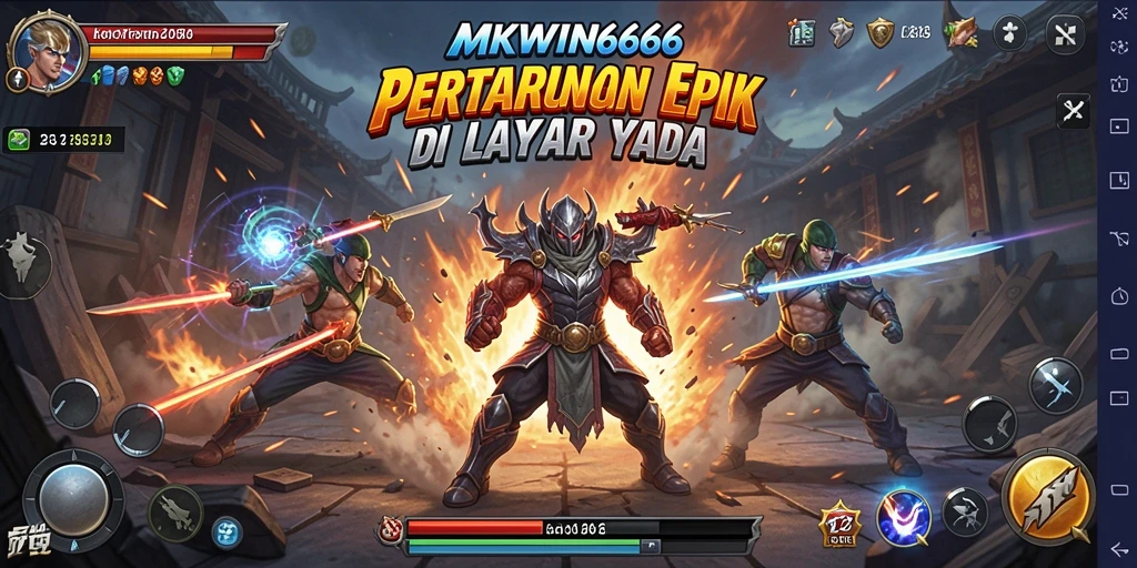 Screenshot gameplay MKWIN666 dengan aksi pertarungan yang intens.
