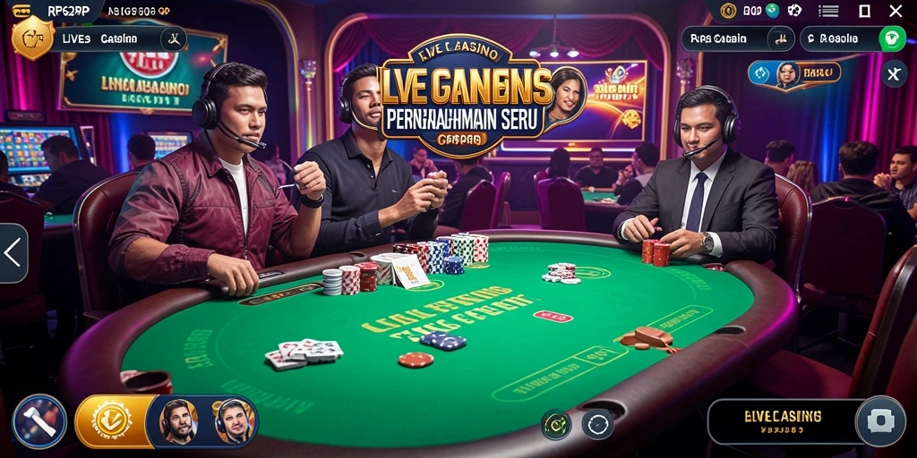Tampilan utama RP62RP menampilkan dealer langsung dalam suasana kasino yang otentik.