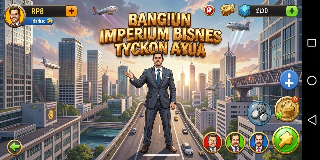 Screenshot RP8 menampilkan gameplay mengelola bisnis Tycoon yang seru.