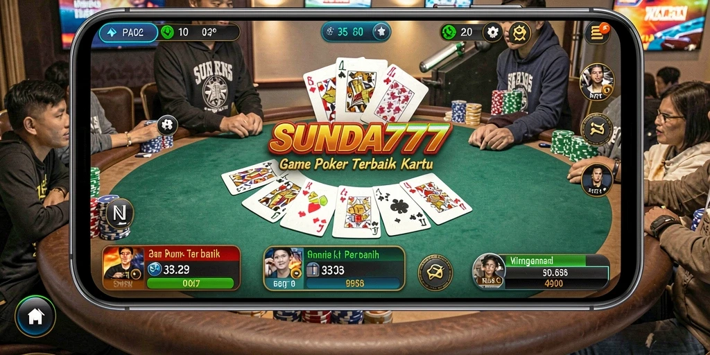 Tampilan gameplay Poker yang seru di SUNDA777.
