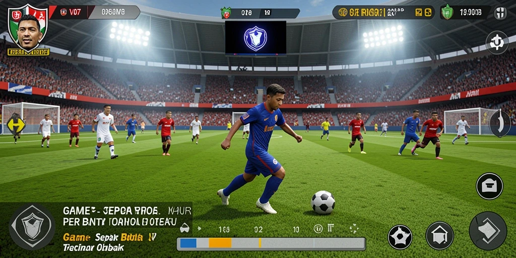 Tampilan gameplay V07 dengan aksi sepak bola yang mendebarkan.