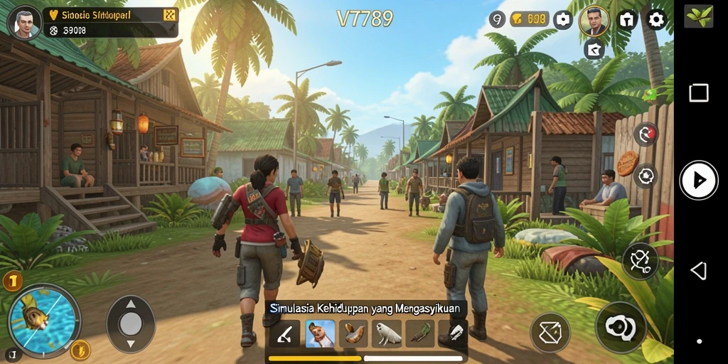 Tampilan gameplay VT789 menampilkan karakter dalam kehidupan sehari-hari yang dinamis.