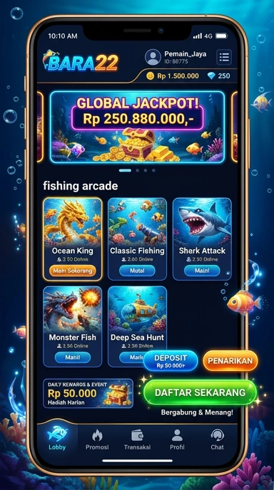 Tampilan antarmuka pengguna bara22 yang bersih dan informatif.